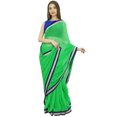 thumbnail image 1 of Atasi Indian Women's Solid Green Georgette Saree With Unstitched Blouse Piece, 1 of 7
