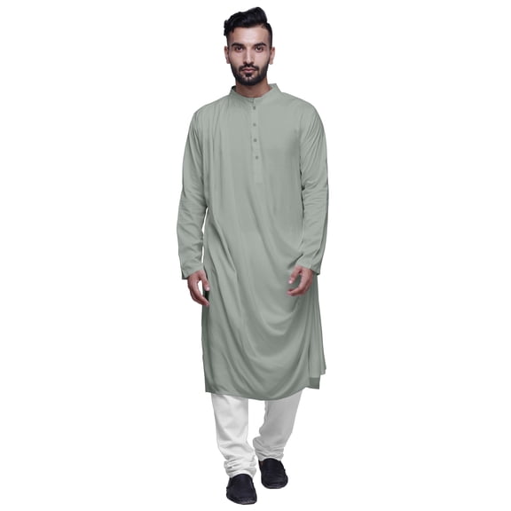 Atasi Long Kurta For Men Mandarin Collar Solid Cowl Drape Clothing