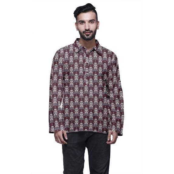 Atasi Long Sleeve Casual Clothing Printed Short Kurta For Men Ethnic Wear