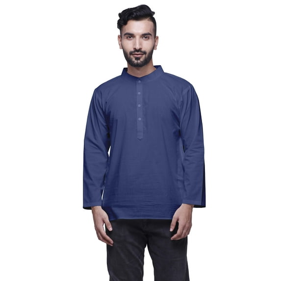 Atasi Long Sleeve Kurta For Men Solid Mandarin Collar Ethnic Shirt