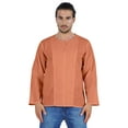 thumbnail image 1 of Atasi Long Sleeve Kurta For Men Solid Slub Cotton Round Neck Ethnic Shirt-6100, 1 of 7
