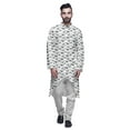 thumbnail image 1 of Atasi Long Sleeve Kurta Printed Button Down Asymmetric Designer Kurta For Boys, 1 of 5