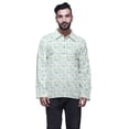 thumbnail image 1 of Atasi Long Sleeve Kurta for Men Printed Cotton Flex Spread Collar EthnicÂ&nbsp;Shirt Teal Blue, 1 of 1