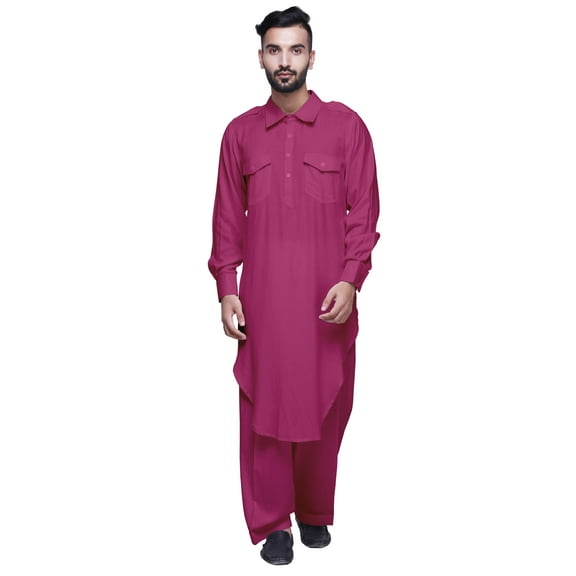 Atasi Long Sleeve Pathani Kurta Pyjama Indian Long Kurta Pajama For Men