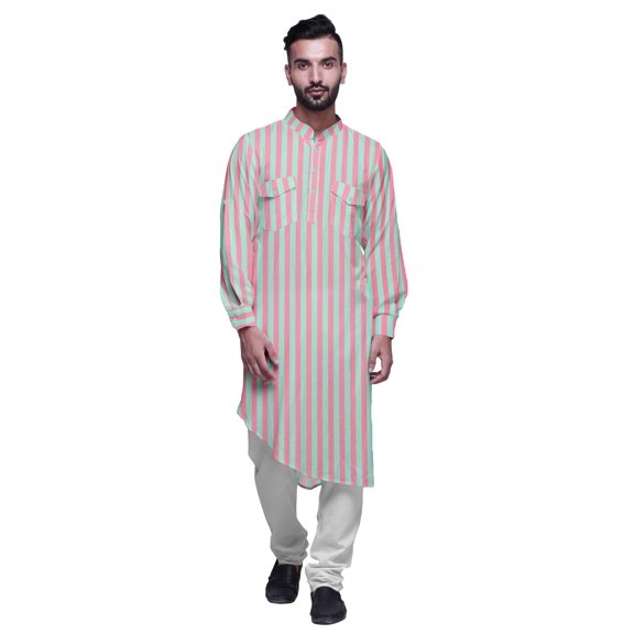 Atasi Mandarin Collar Printed Rayon Traditional Kurta For Men Casual Shirt
