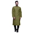 thumbnail image 1 of Atasi Mandarin Collar Printed Satin Slub Traditional Kurta Set For Men, 1 of 1
