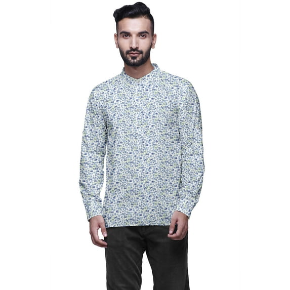 Atasi Mandarin Collar Short Kurta Mens Shirt With Long Cuff Sleeves For Men