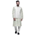 thumbnail image 1 of Atasi Mandarin Collar Traditional Kurta Pajama With Solid Jacket Set For Mens, 1 of 3