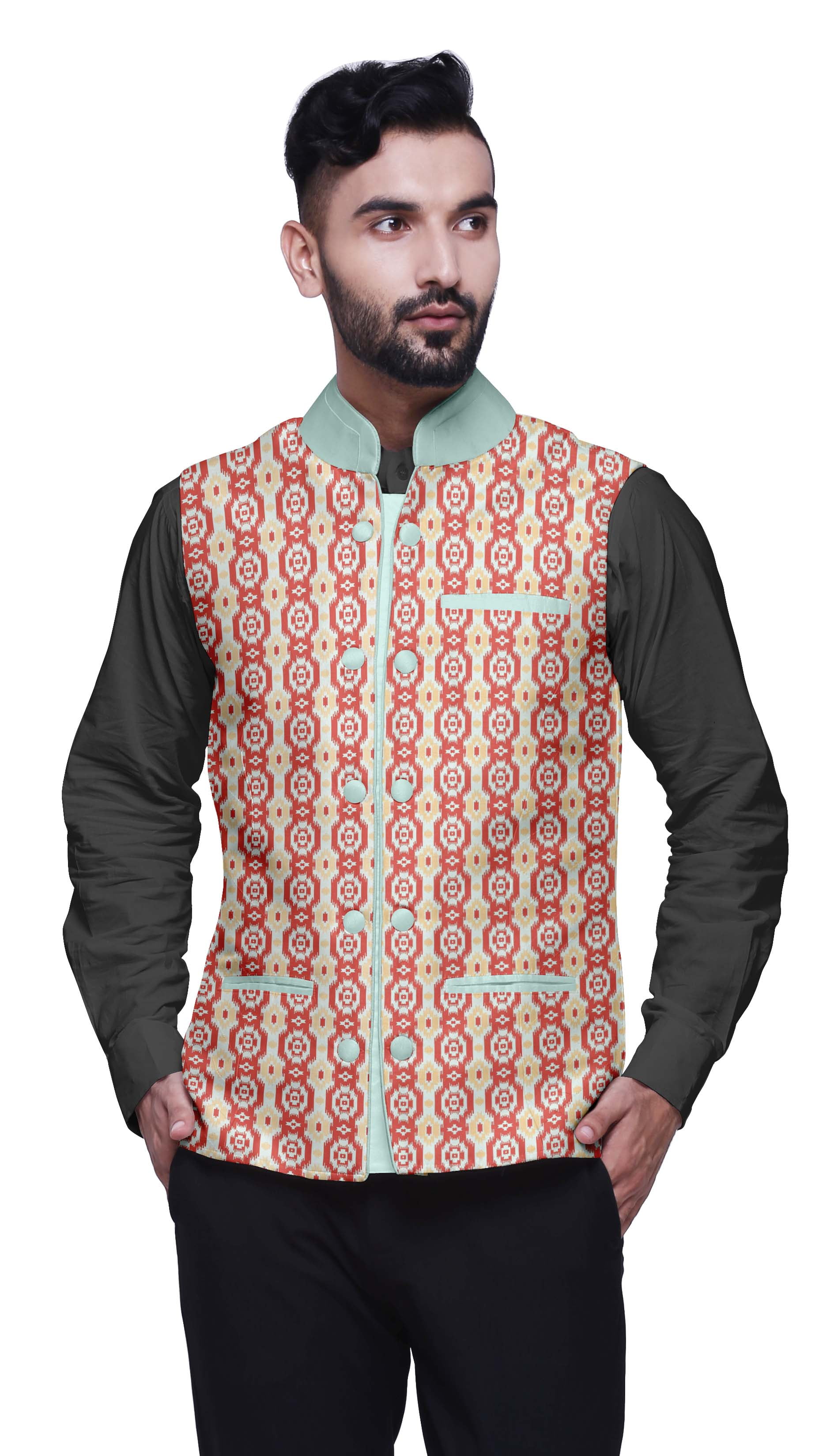 Atasi Marriage Ethnic Coat For Men Printed Nehru Jacket Mens