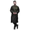 thumbnail image 1 of Atasi Men Mandarin Collar Solid Kurta Churidar Pajama & Printed Nehru Jacket Set, 1 of 1