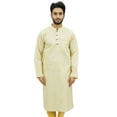 thumbnail image 1 of Atasi Men's Beige Khadi Cotton Long Kurta Shirt Indian Ethnic Wear-Small, 1 of 8