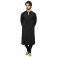 thumbnail image 1 of Atasi Men's Black Kurta Pyjama Set Ethnic Tunic Punjabi Long Shirt-Medium, 1 of 7