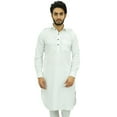 thumbnail image 1 of Atasi Men's Classic White Pathani Style Kurta Pajama Set Long Cotton Shirt-Small, 1 of 7