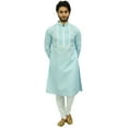 thumbnail image 1 of Atasi Men's Designer Blue Kurta Pyjama Set Long Cotton Punjabi Shirt-XX-Large, 1 of 7