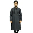 thumbnail image 1 of Atasi Men's Designer Gray Kurta Pyjama Set Long Cotton Punjabi Shirt-XX-Large, 1 of 7
