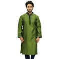 thumbnail image 1 of Atasi Men's Designer Long Kurta Green Casual Bollywood Ethnic Shirt-X-Large, 1 of 7