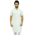 thumbnail image 1 of Atasi Men's Ethnic White Kurta Pajama Set Casual Collar Punjabi Long Shirt-XXX-Large, 1 of 7