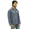 thumbnail image 1 of Atasi Men's Gray Kurta Roll-Over Shirt Collar Neck Ethnic Indian Clothing-Small, 1 of 7