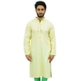 thumbnail image 1 of Atasi Men's Kurta Pyjama Set Long Cotton Yellow Tunic Shirt Ethnic Wear-Small, 1 of 6