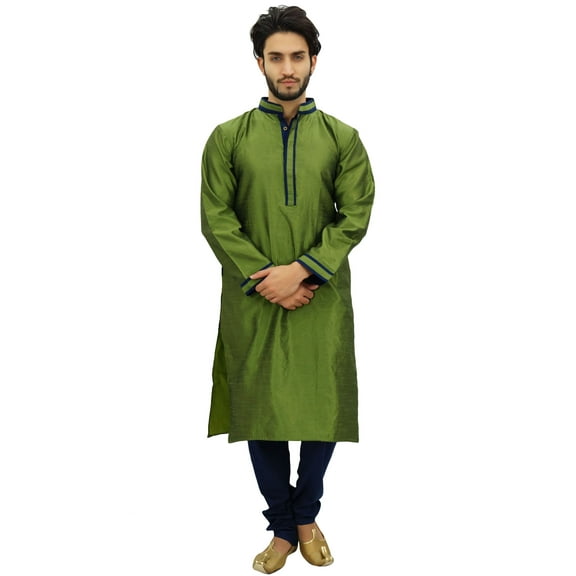 Atasi Men's Kurta Pyjama Set Long Green Casual Bollywood Ethnic Shirt-XXX-Large
