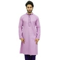 thumbnail image 1 of Atasi Men's Long Purple Cotton Mandarin Collar Shirt Ethnic Clothing-Small, 1 of 7