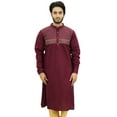thumbnail image 1 of Atasi Men's Maroon Linen Kurta Pyjama Party Wear Shirt Ethnic Wear-XXX-Large, 1 of 6