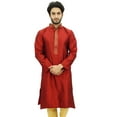 thumbnail image 1 of Atasi Men's Maroon Long Kurta Casual Shirt Festive Designer Clothing-Small, 1 of 7
