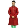 thumbnail image 1 of Atasi Men's Party Wear Linen Kurta Pyjama Set Red Ethnic Shirt-X-Large, 1 of 6