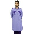 thumbnail image 1 of Atasi Men's Pathani Style Men's Long Kurta Lavender Punjabi Ethnic Shirt-Small, 1 of 8