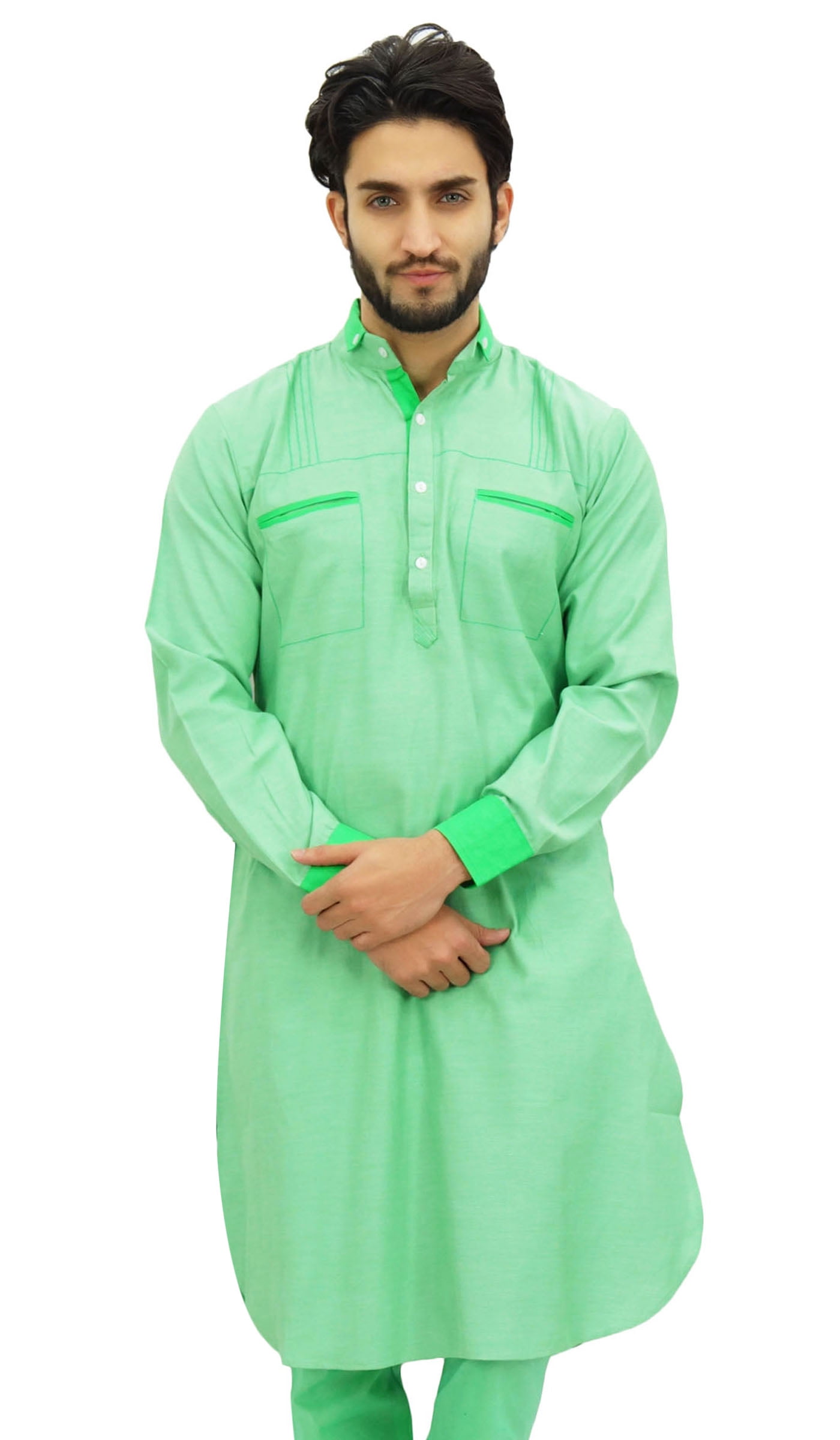 Atasi Men s Pathani Style Men s Punjabi Shirt Green Kurta Pyjama Set XXL
