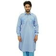 thumbnail image 1 of Atasi Men's Pathani Style Men's Salwaar Kameez Blue Punjabi Shirt-XX-Large, 1 of 7