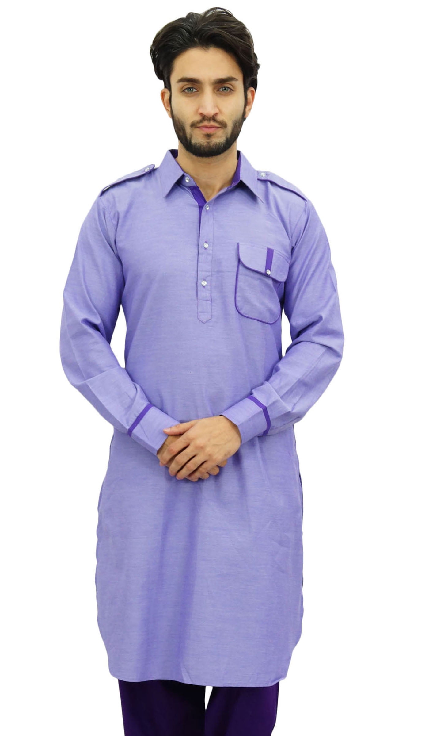 Atasi Men s Pathani Style Salwaar Kameez Set Purple Punjabi Kurta