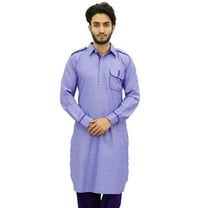 Atasi Men's Pathani Style Salwaar Kameez Set Purple Punjabi Kurta Shirt-S