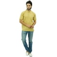 thumbnail image 1 of Atasi Men's Short Sleeve Beige Cotton Mandarin Collar Shirt Ethnic Clothing-X-Large, 1 of 6
