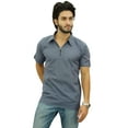 thumbnail image 1 of Atasi Men's Short Sleeve Gray Cotton Kurta Collar Shirt Casual Clothing-Small, 1 of 7