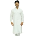 thumbnail image 1 of Atasi Men's White Kurta Pyjama Set Ethnic Punjabi Casual Long Dupion Shirt-XL, 1 of 7