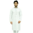 thumbnail image 1 of Atasi Men's White Kurta Pyjama Set Long Cotton Tunic Shirt Ethnic Wear-Small, 1 of 6