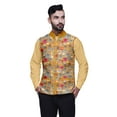 thumbnail image 1 of Atasi Mens Casual Jackets Lightweight Partywear Indian Waistcoat Printed Nehru Jacket-XX-Large, 1 of 3