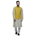 thumbnail image 1 of Atasi Mens Kurta Pajama Jacket Indian Mandarin Collar Printed Ethnic Wear Set, 1 of 1