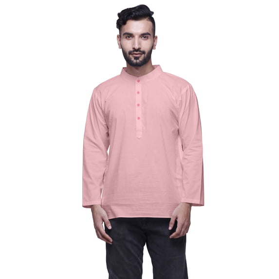 Atasi Mens Kurta Shirt Solid Mandarin Collar Kurta For Boys Short Kurta
