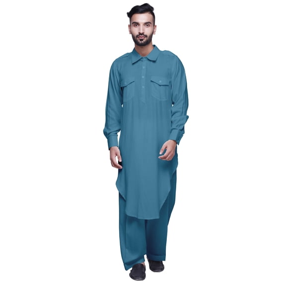 Atasi Mens Pathani Kurta Pajama Set Long Kurta Pyjama Pants For Men