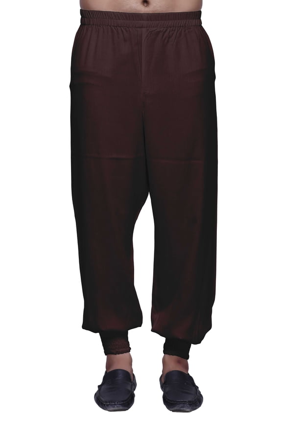 Mens Rayon Solid Readymade Harem Pajama Ethnic Wear Elastic Bottom Pant
