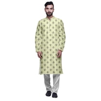 Atasi Modal Satin Printed Mens Kurta With Churidar Pajama Set Summer Clothing