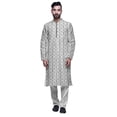 thumbnail image 1 of Atasi Modal Satin Printed Mens Kurta With Churidar Pajama Set Summer Clothing, 1 of 1