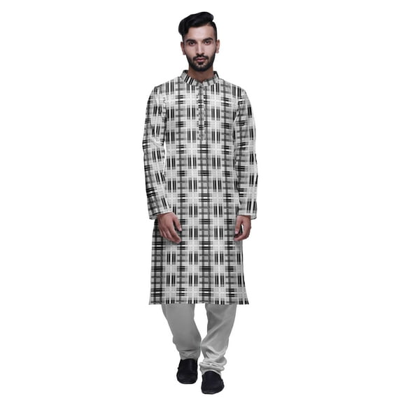 Atasi Party Wear Kurta Pajama For Men Mandarin Collar Ethnic Printed Kurta Set
