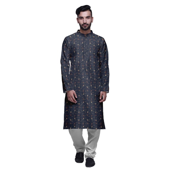Atasi Party Wear Kurta Pajama For Men Mandarin Collar Ethnic Printed Kurta Set