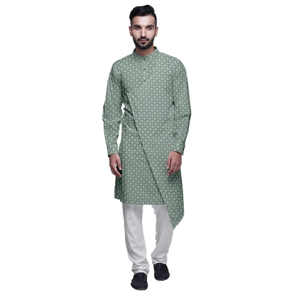Atasi Party Wear Kurta Pajama For Men Mandarin Collar Ethnic Printed Kurta Set