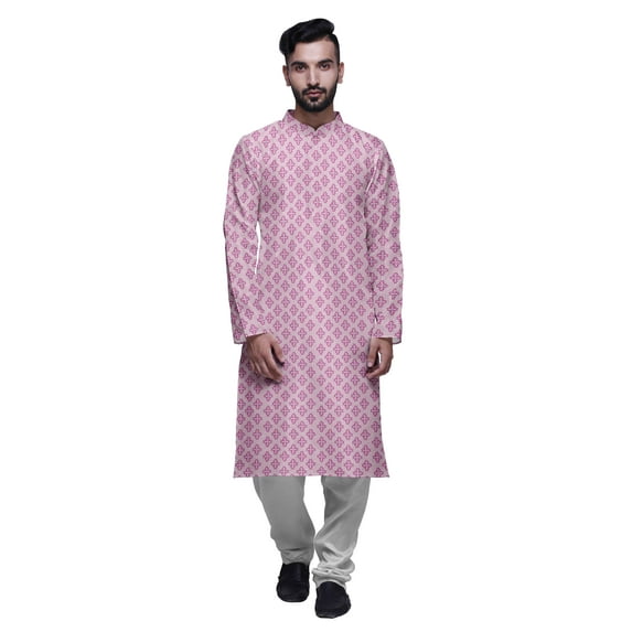 Atasi Party Wear Kurta Pajama For Men Mandarin Collar Ethnic Printed Kurta Set