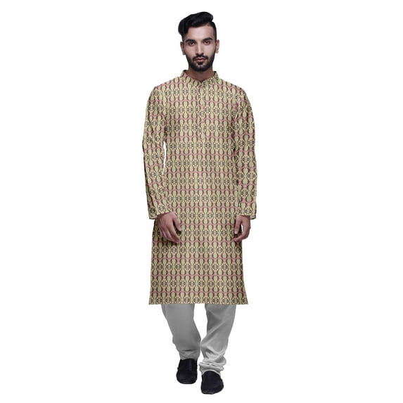 Atasi Party Wear Kurta Pajama For Men Mandarin Collar Ethnic Printed Kurta Set