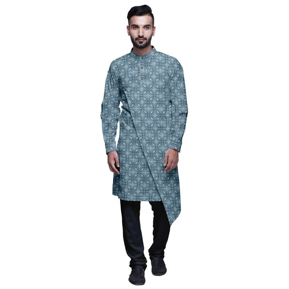 Atasi Party Wear Kurta Pajama For Men Mandarin Collar Ethnic Printed Kurta Set